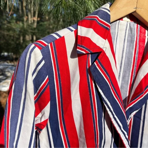 70s Handmade USA Red White & Blue Striped Blazer Jacket America Patriotic - Picture 8 of 15